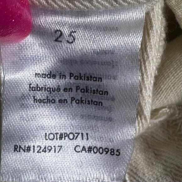 WeworeWhat High-Waisted Beige Denim Shorts Frayed Hem Slit Detail Sz 25 - Picture 3 of 8